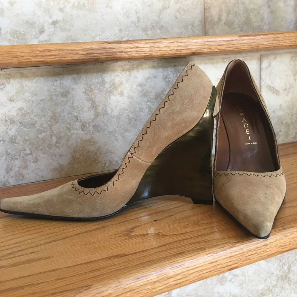 Casadei Wedge Heels Beige Suede
